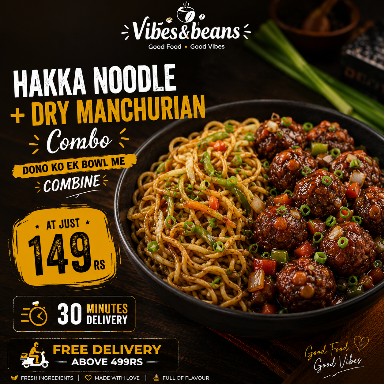 Hakka noodles & Dry Manchurian Combo ( 650ml box ) 2 Person